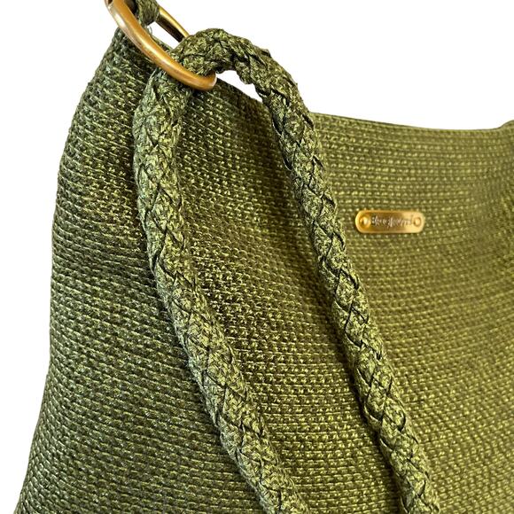 Eric Javits Shenia Squishee Green Woven Straw Convertible Shoulder Bag Crossbody - Picture 8 of 14